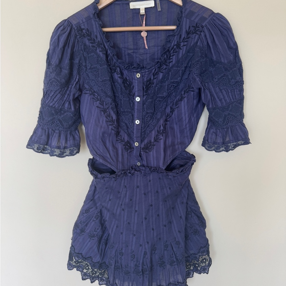 LoveShackFancy Navy Mini Dress